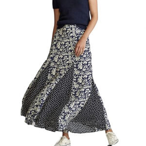 NWT Polo Ralph Lauren Navy Floral Dot Asymmetric Floral & Polka Dot Skirt SZ 2